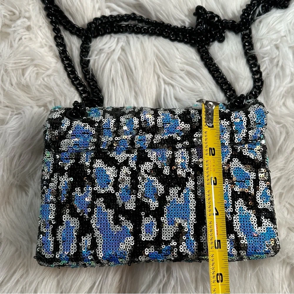 Kurt Geiger • Brixton Lock Iridescent Leopard Print Chain Strap Purse